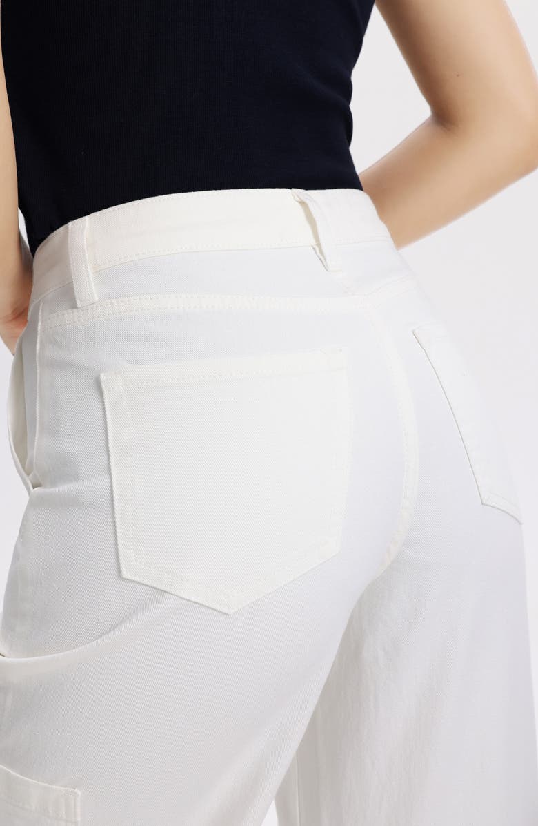 Bayeas Drawstring High Waist Wide Leg Cargo Jeans, Alternate, color, White