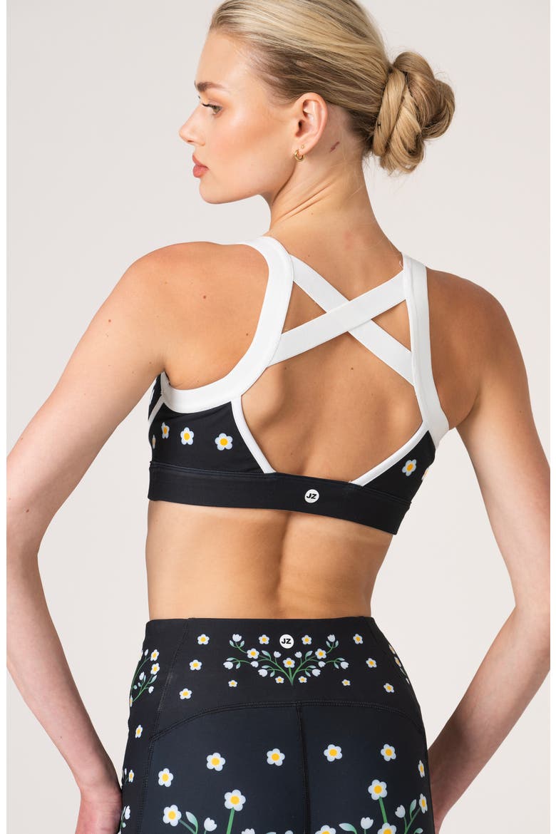 Day/Night Garden Reversible Racerback Sports Bra, Alternate, color, Black