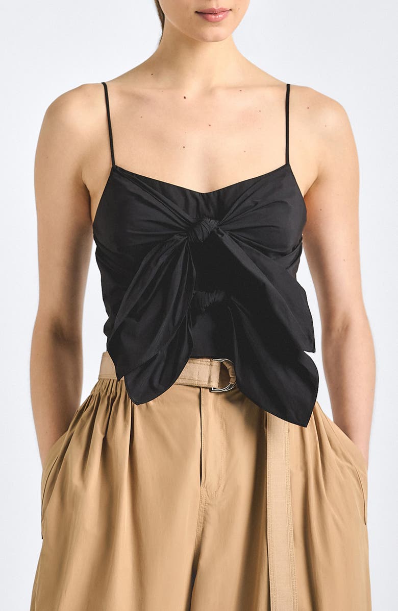 Derek Lam 10 Crosby Shira Tie Front Camisole, Main, color, Black