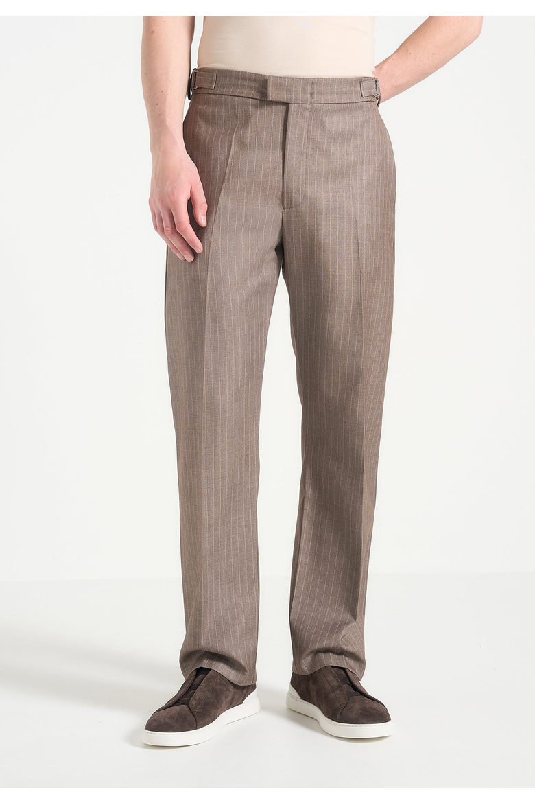 Joseph Pinstripe Regular Trousers, Alternate, color, Taupe