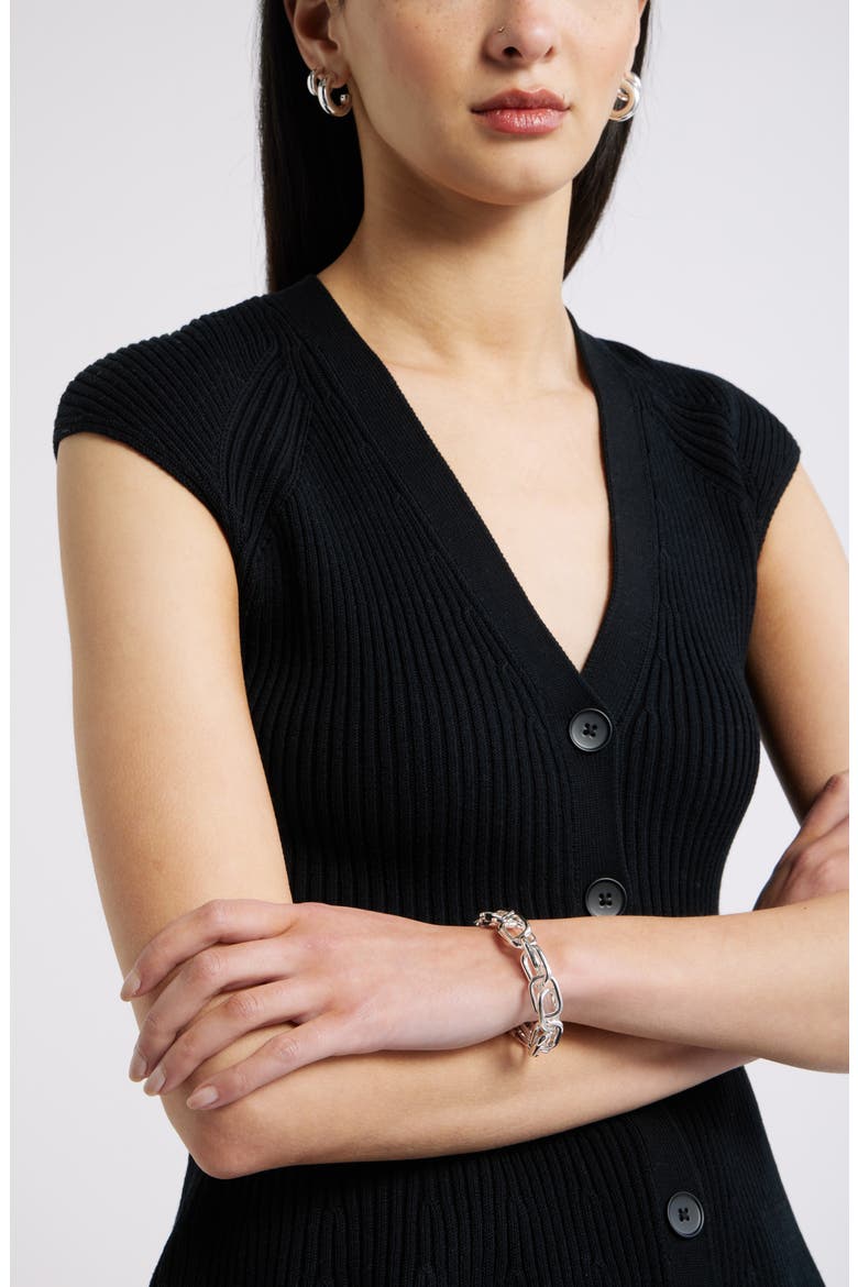 Large Link Stretch Bracelet, Alternate, color, SILVER