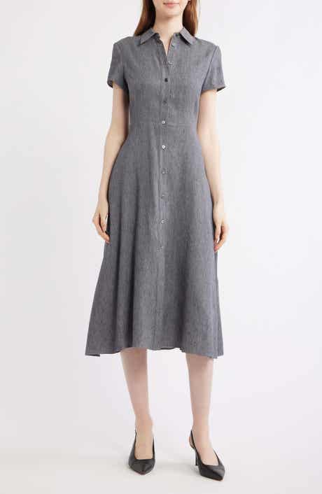 Stretch Linen Blend Shirtdress