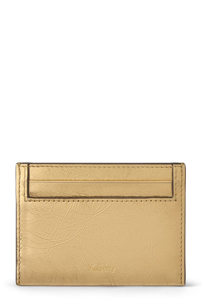 Crinkled Metallic Leather Card Case, Main, color, SOMERSET GOLD