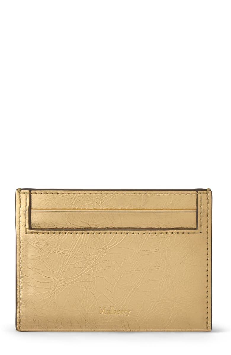 Mulberry Crinkled Metallic Leather Card Case, Main, color, Somerset Gold