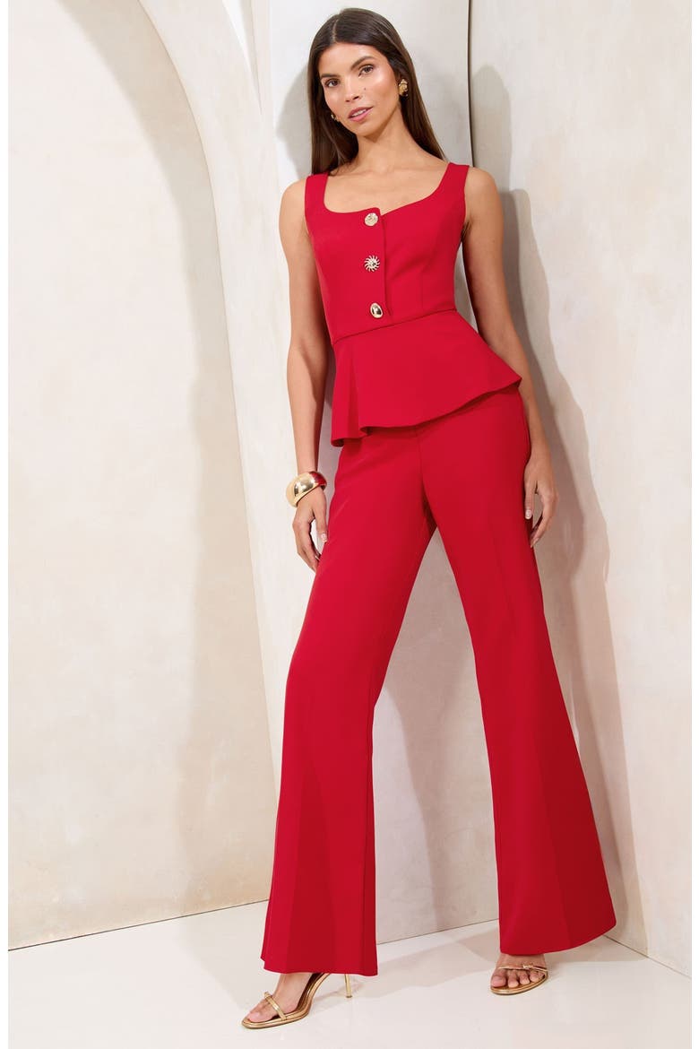 Sleeveless Peplum Wide Leg Jumpsuit, Alternate, color, RED