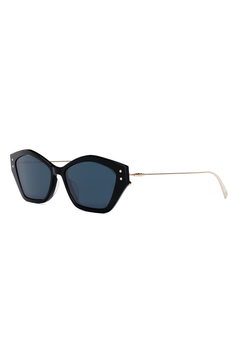 DIOR MissDior S1U 56mm Geometric Sunglasses, Alternate, color, Shiny Black / Blue