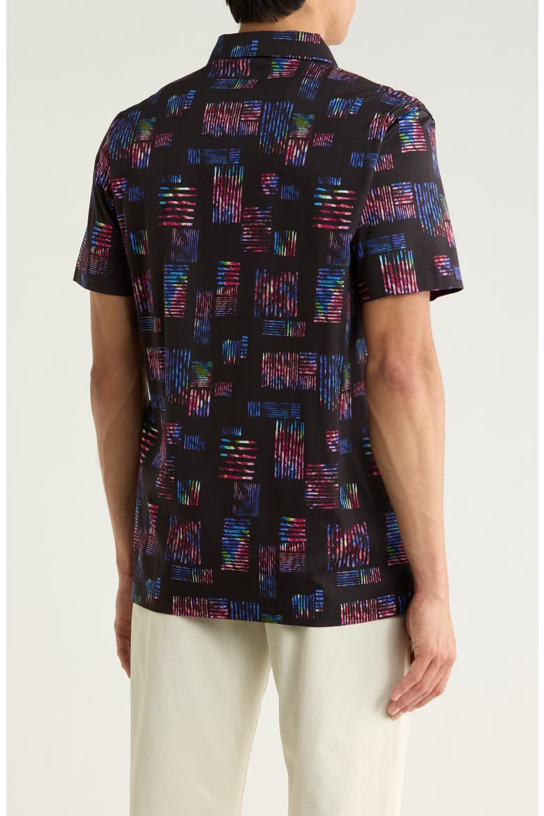 Abstract Knit Polo, Alternate, color, HEATHERED BLACK