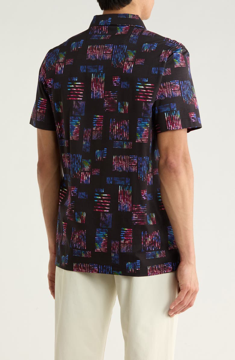 Bugatchi Abstract Knit Polo, Alternate, color, Heathered Black