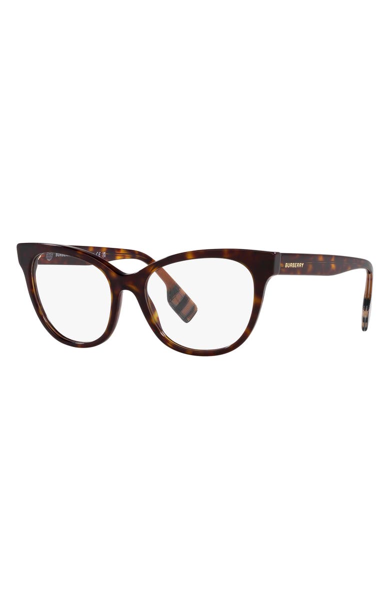 Burberry Evelyn 53mm Cat Eye Optical Glasses, Alternate, color, Dark Havana