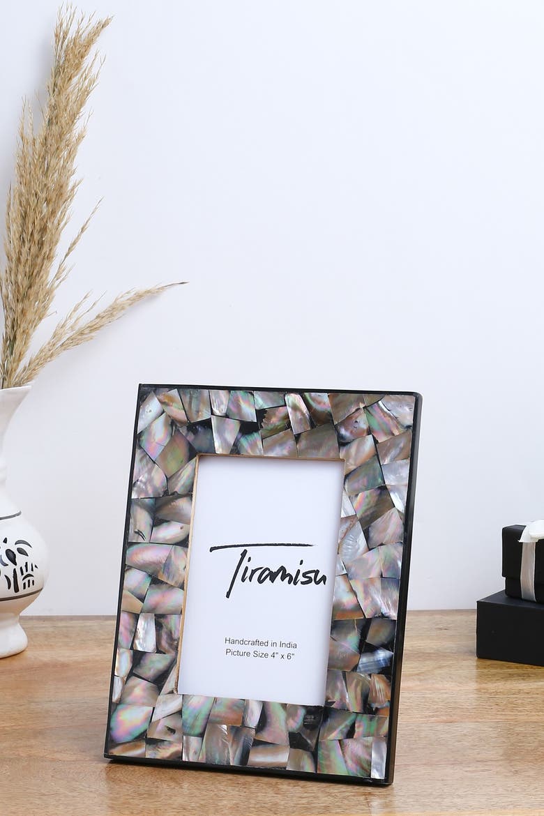 Mother-of-Pearl Picture Frame - Irregular Pattern, Main, color, GREY