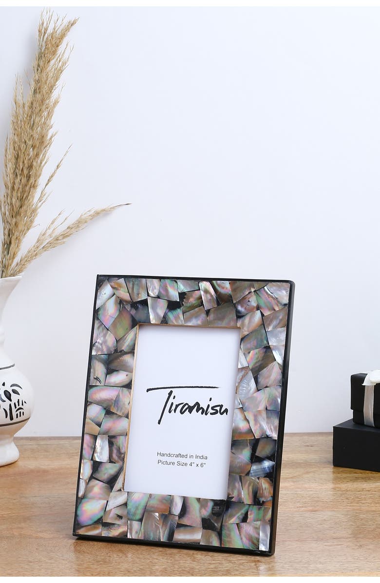 Tiramisu Mother-of-Pearl Picture Frame - Irregular Pattern, Main, color, Grey