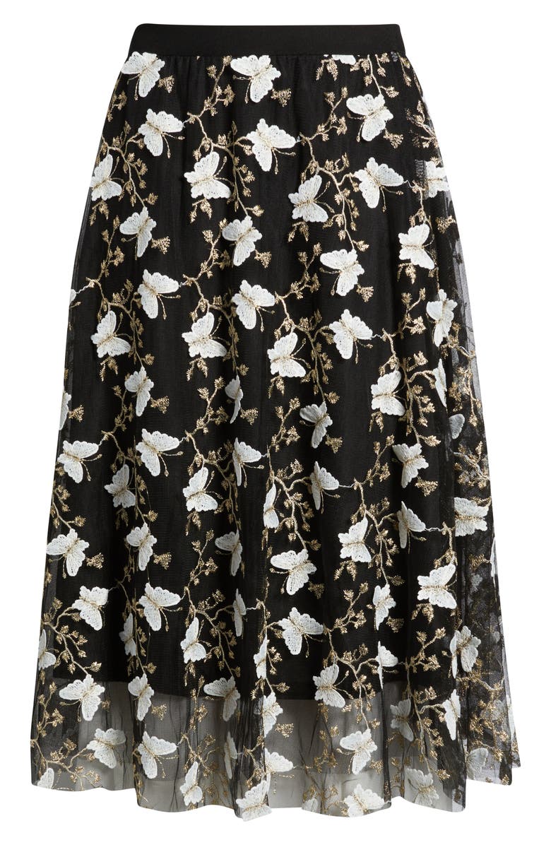 NIKKI LUND Marie Embroidered A-Line Skirt, Alternate, color, Black