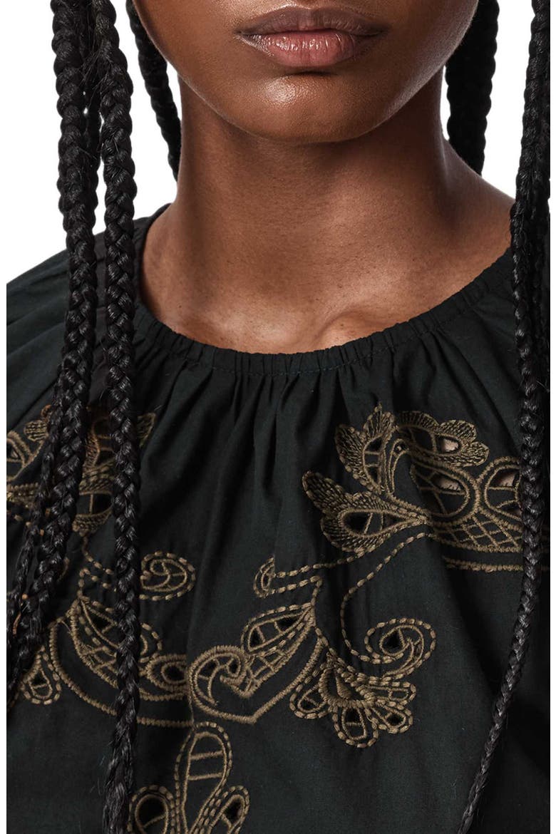 Miriam Embroidered Cotton Top, Alternate, color, BLACK/ KHAKI