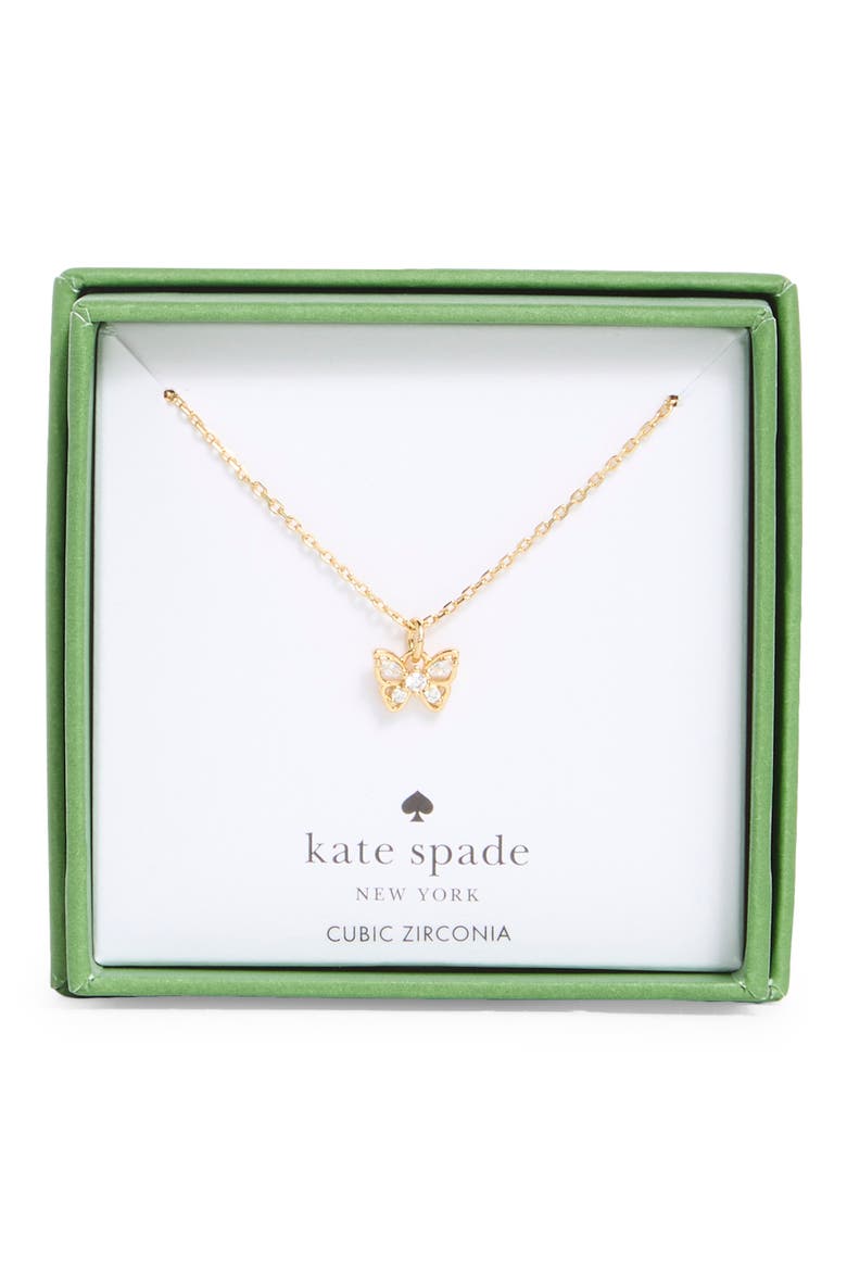 butterfly pendant necklace, Main, color, CLEAR/ GOLD