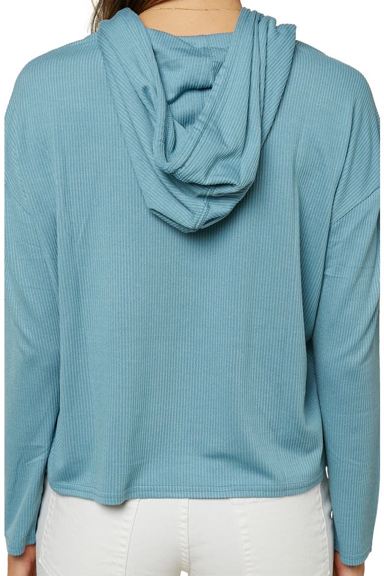 Stripe Knit Hoodie, Alternate, color, DARK CAMEO BLUE