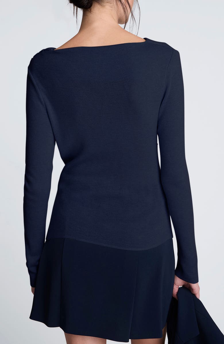 Kenneth Cole Asymmetric Drape Sweater, Alternate, color, Dark Navy