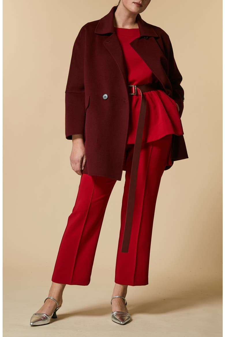 Narcisco Double Faced Wool Blend Coat, Alternate, color, BORDEAUX