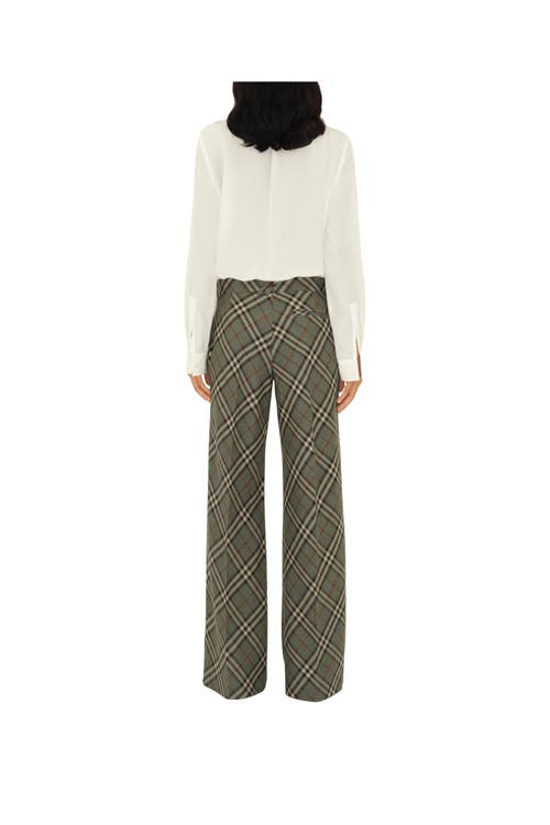 Burberry Straight Leg Check Wool Trousers In Crater