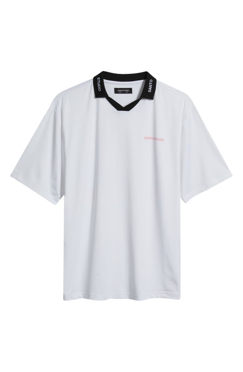 SANTO STUDIO Thugs Need Hugs Oversize Polo, Alternate, color, White/ Pink