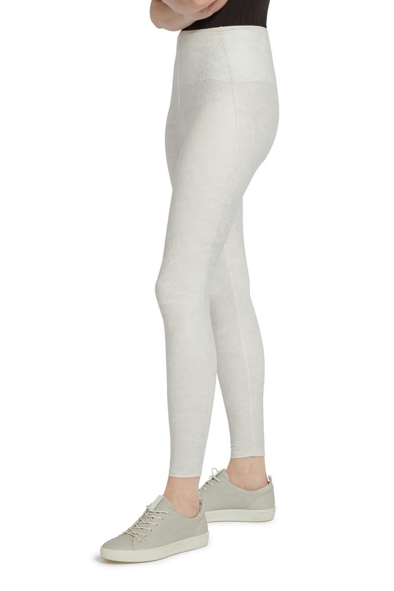 'Lyssentials Textured Faux Leather Leggings, Alternate, color, SNOW WHITE