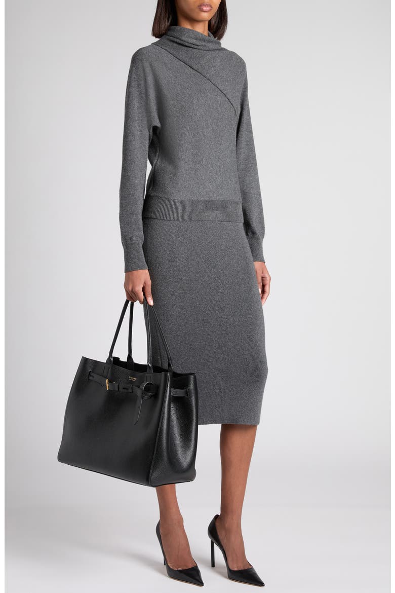 Stretch Cashmere & Cotton Pencil Skirt, Alternate, color, IG712 DARK GREY MELANGE