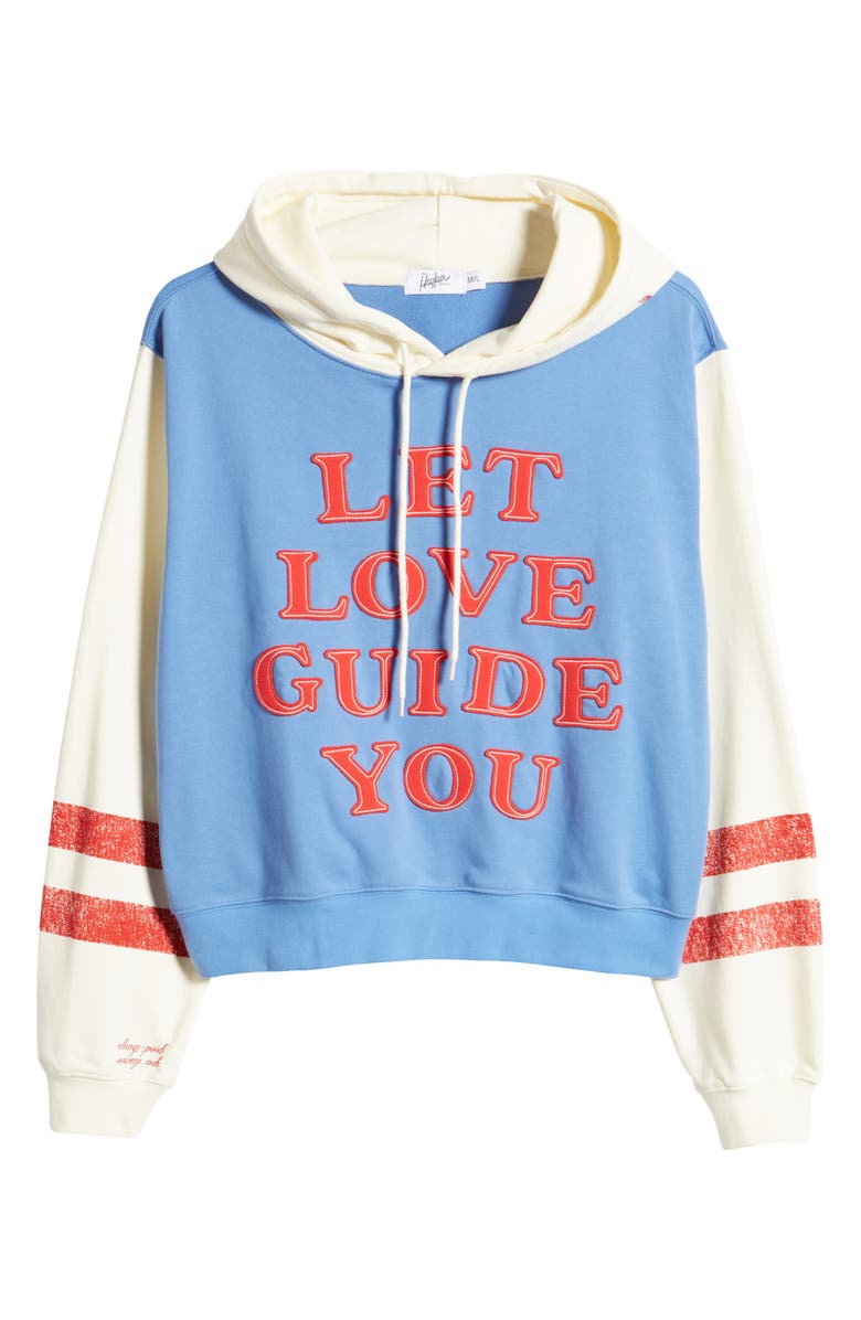 THE MAYFAIR GROUP Let Love Guide You Appliqué Colorblock Cotton Hoodie, Alternate, color, 