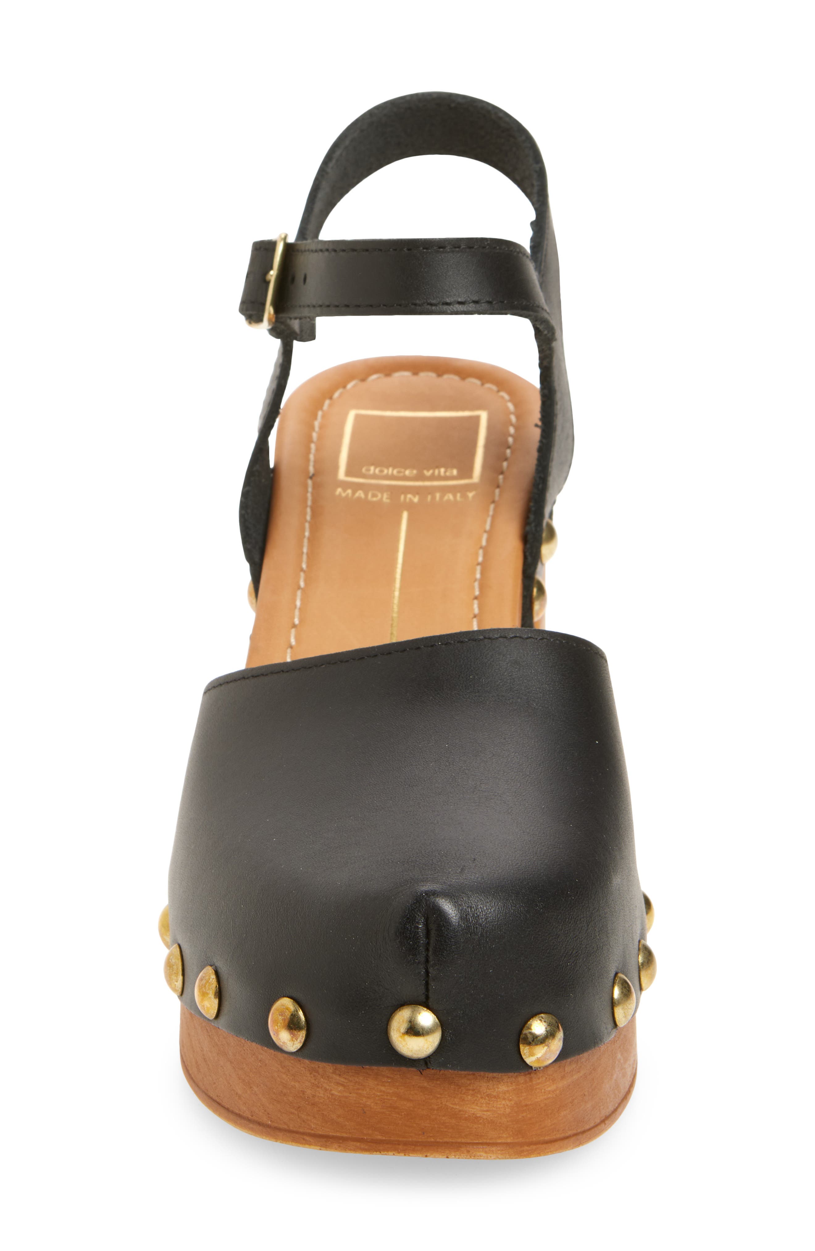 Dolce Vita Clover Ankle Strap Platform Clog, Alternate, color, Black Leather