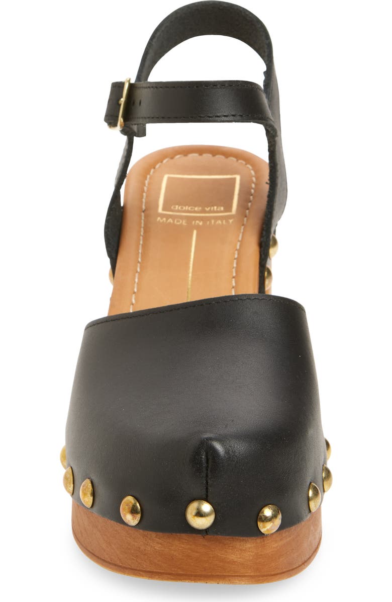 Dolce Vita Clover Ankle Strap Platform Clog, Alternate, color, Black Leather
