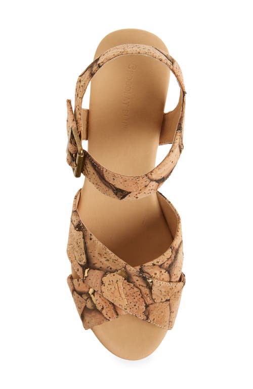 Chocolat Blu Cork Platform Sandal In Gold Cork