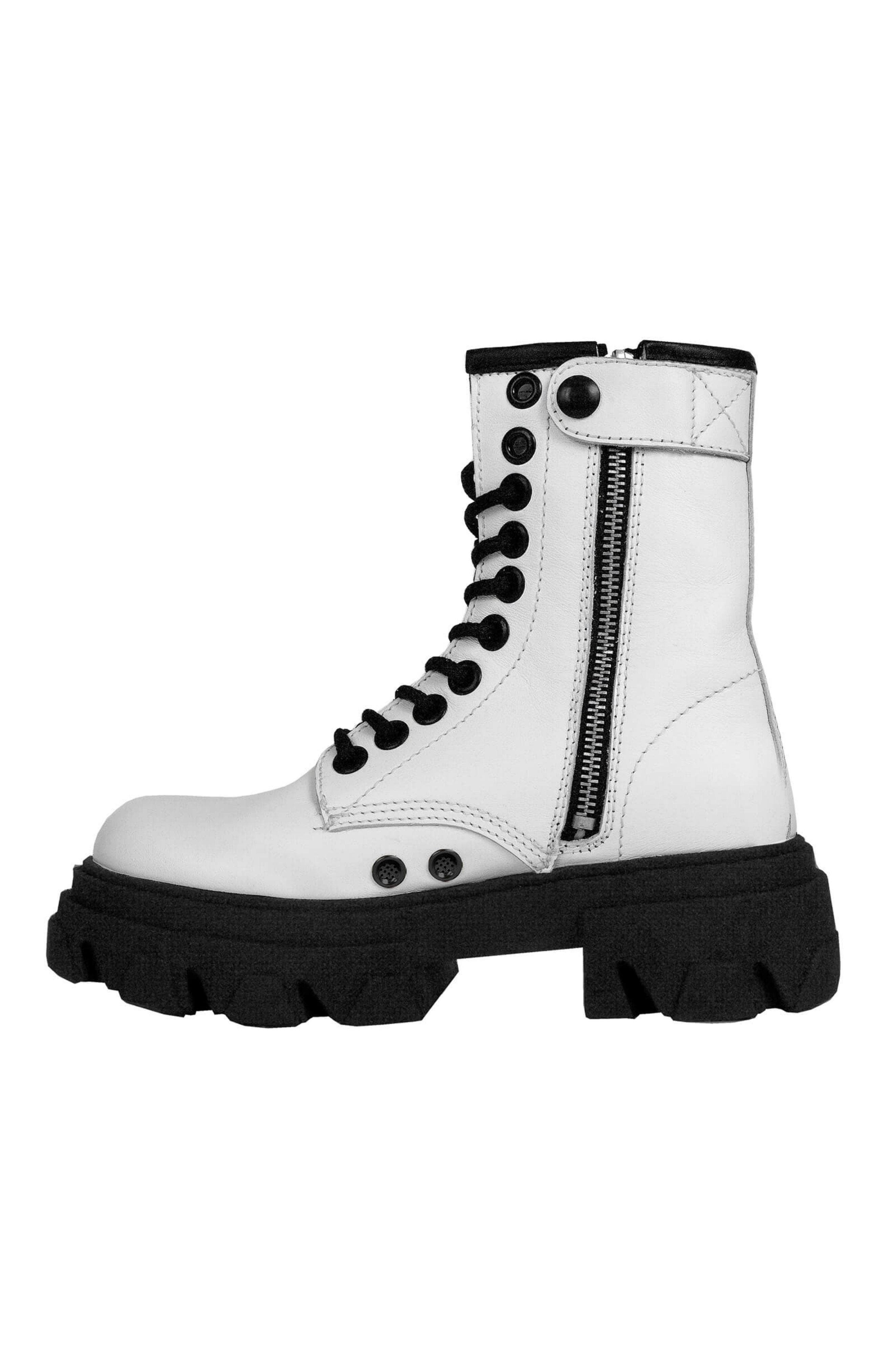 URBNKICKS Genuine Leather Combat Boots, Alternate, color, White