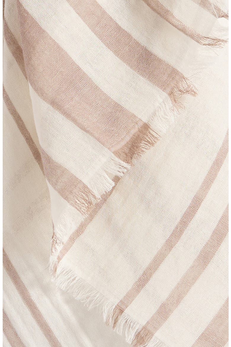 Variegated Stripe Cotton Fringe Scarf, Alternate, color, DESERT WIND/ OFF WHITE