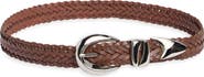 Vince Camuto Sculptural Buckle Woven Leather Belt