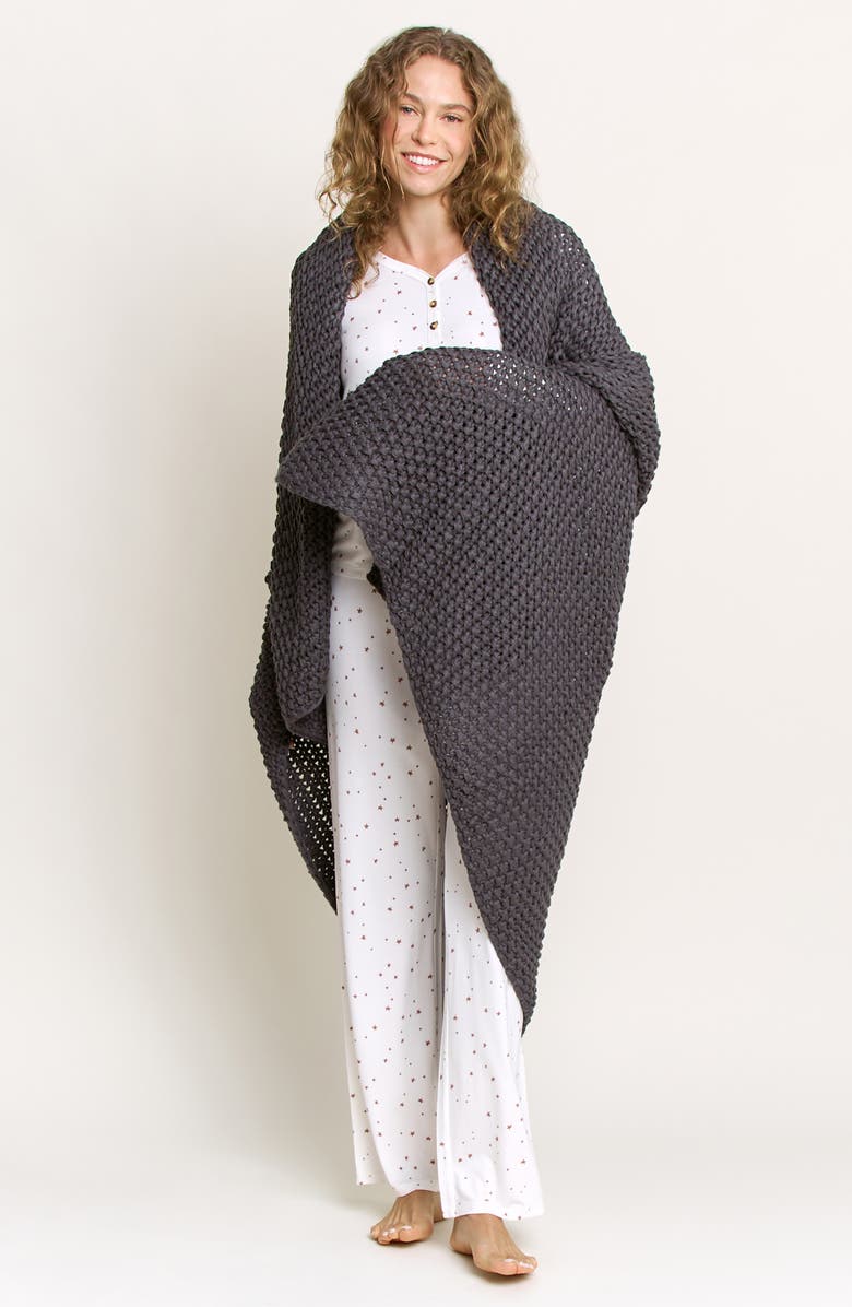 Honeydew Chunky Knit Throw Blanket, Alternate, color, Charcoal
