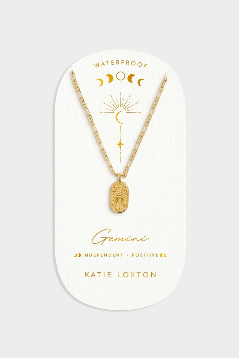 'Gemini' Waterproof Gold Zodiac Necklace, Main, color, GOLD