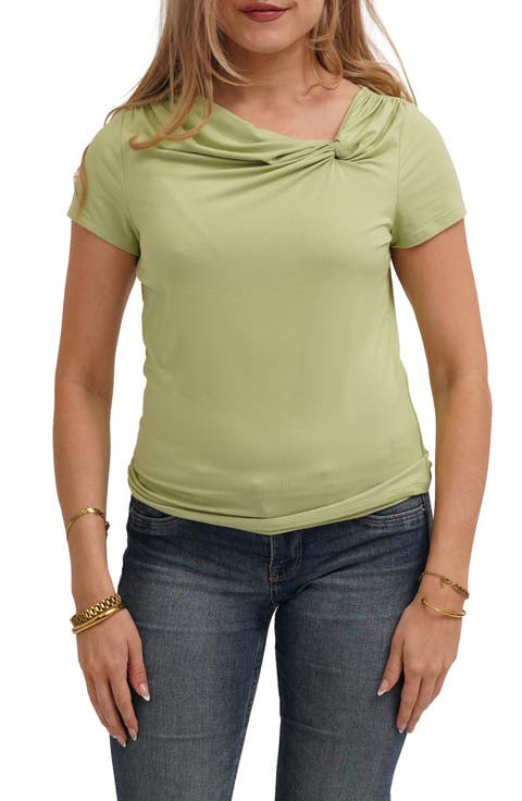 Asymmetrical Neckline Gathered Jersey Top
