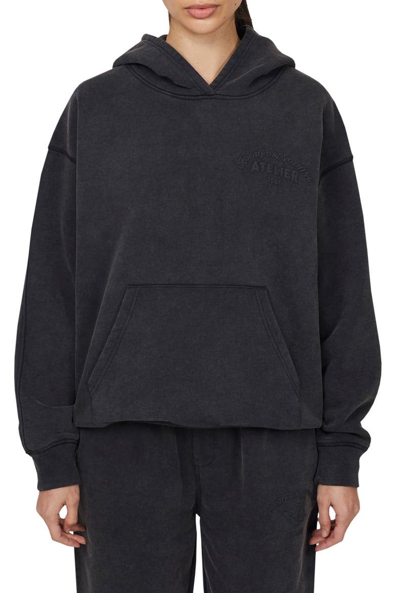 Float Washed  Relaxed Pullover Hoodie, Main, color, Black