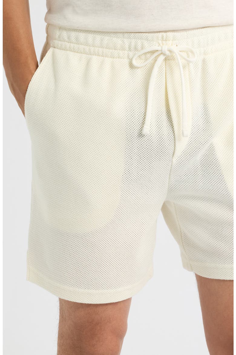 6-Inch Textured Pointelle Drawstring Shorts, Alternate, color, PALE CREAM