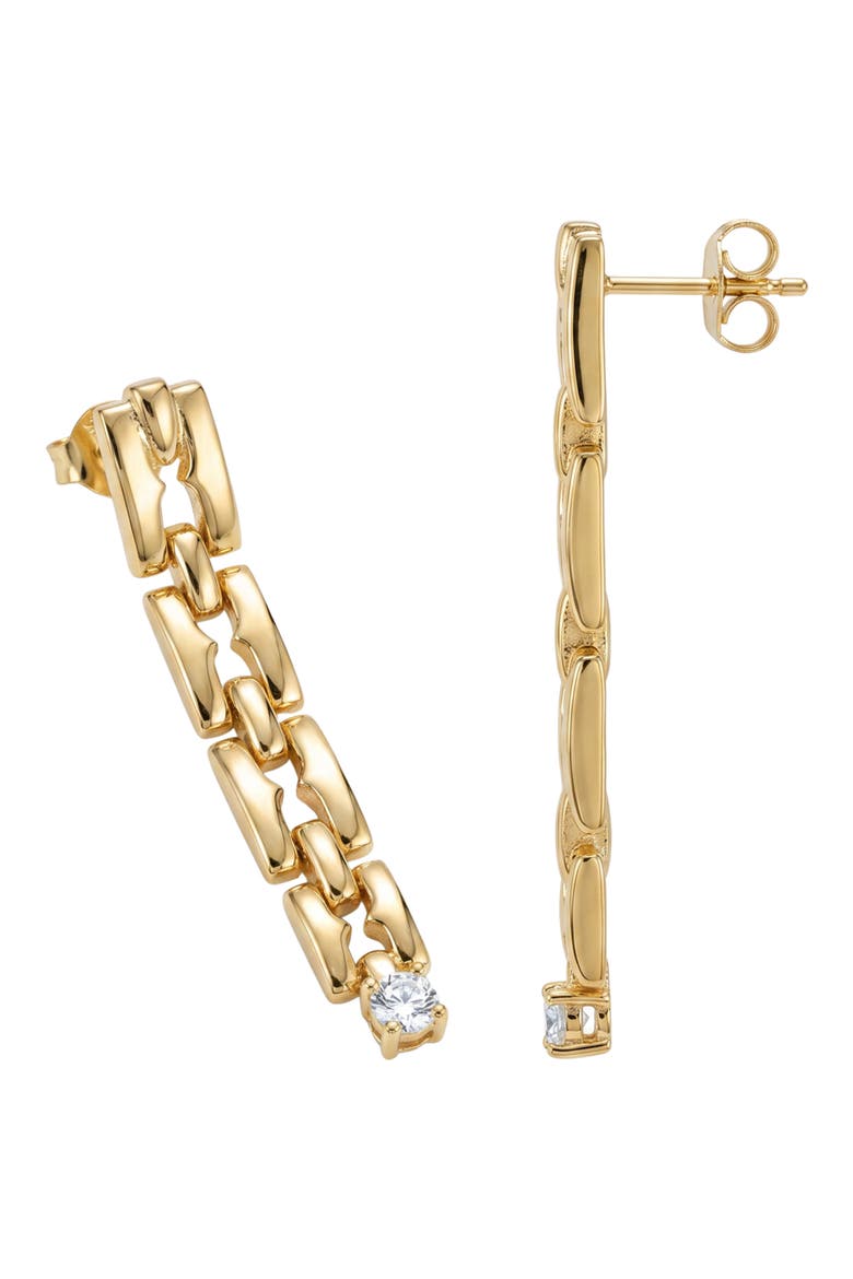 Linear Cubic Zirconia Drop Earrings, Main, color, GOLD