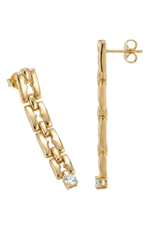 Linear Cubic Zirconia Drop Earrings