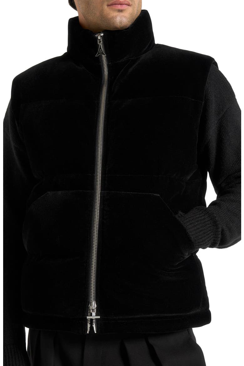 Manu Velvet Puffer Gilet, Alternate, color, Black
