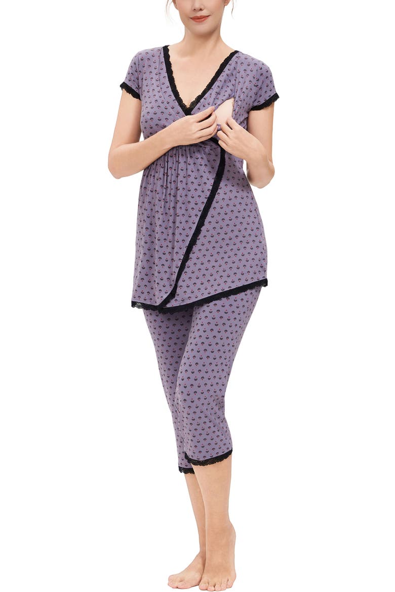 Luna Maternity Nursing 2-Piece Pajama Set, Alternate, color, Gray