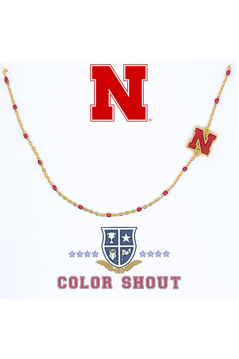 University of Nebraska Gold Heart Necklace, Main, color, Yellow Gold