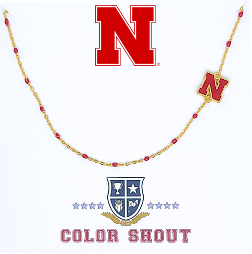 Color Shout University Of Nebraska Gold Heart Necklace