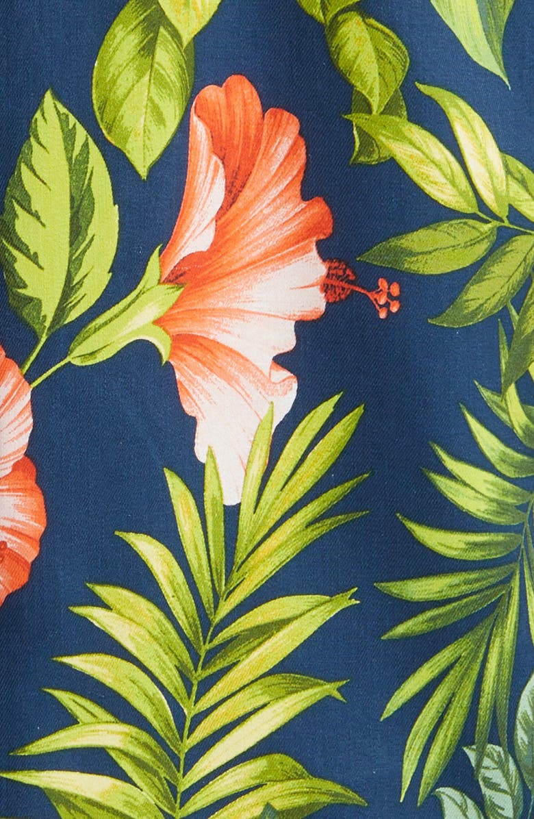 Tommy Bahama Midnight Hibiscus Short Sleeve Silk Button-Up Shirt, Alternate, color,