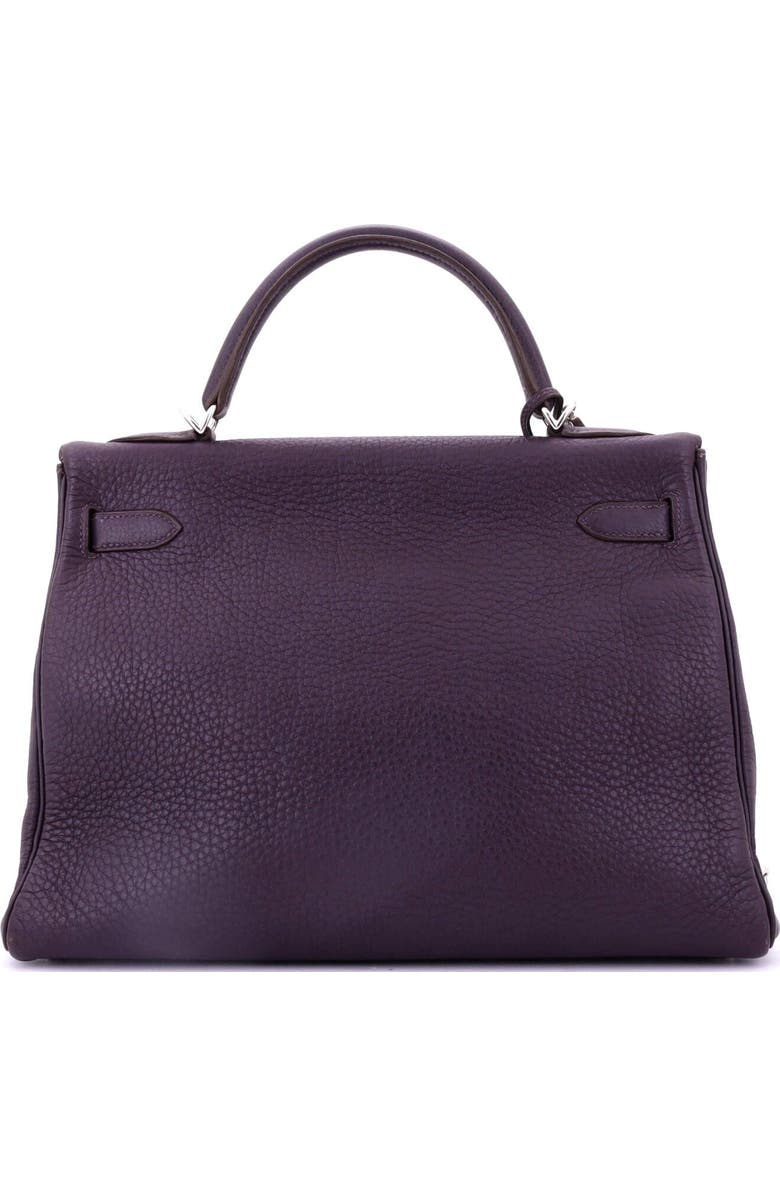 Pre-Owned Hermes Kelly Handbag Purple Clemence with Palladium Hardware 32, Alternate, color,
