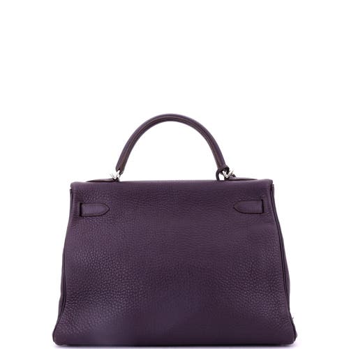 Pre-owned Hermes Hermes Kelly Handbag Purple Clemence With Palladium Hardware 32 In Purple