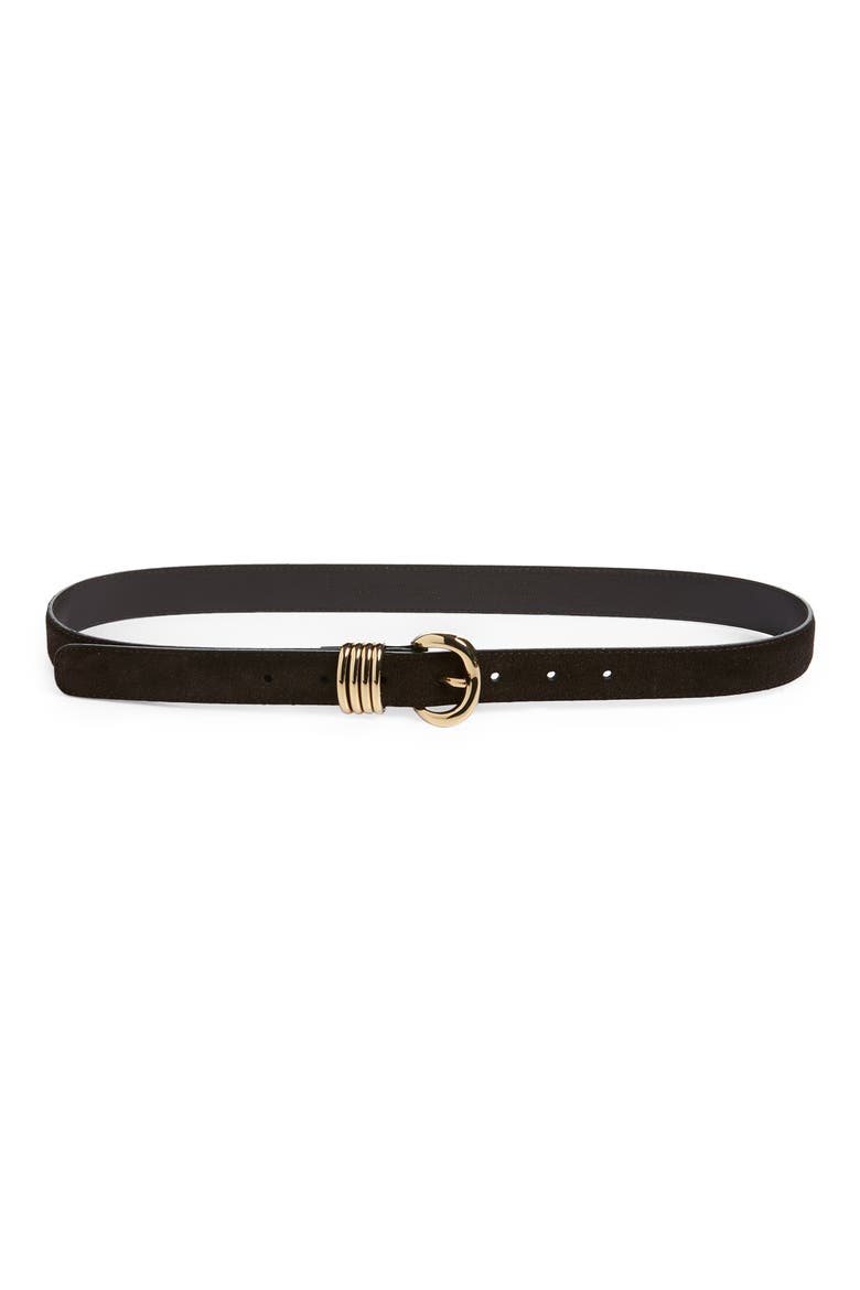 Suede Keeper Belt, Main, color, DARK CAROB