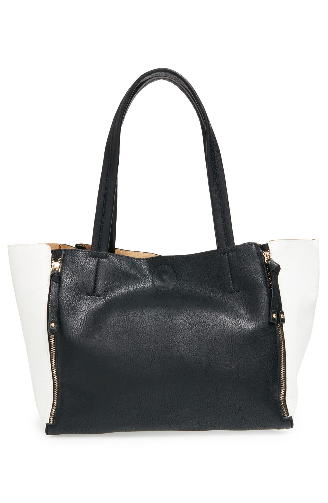 BP. Expandable Zip Tote, Alternate, color, BLACK/ WHITE