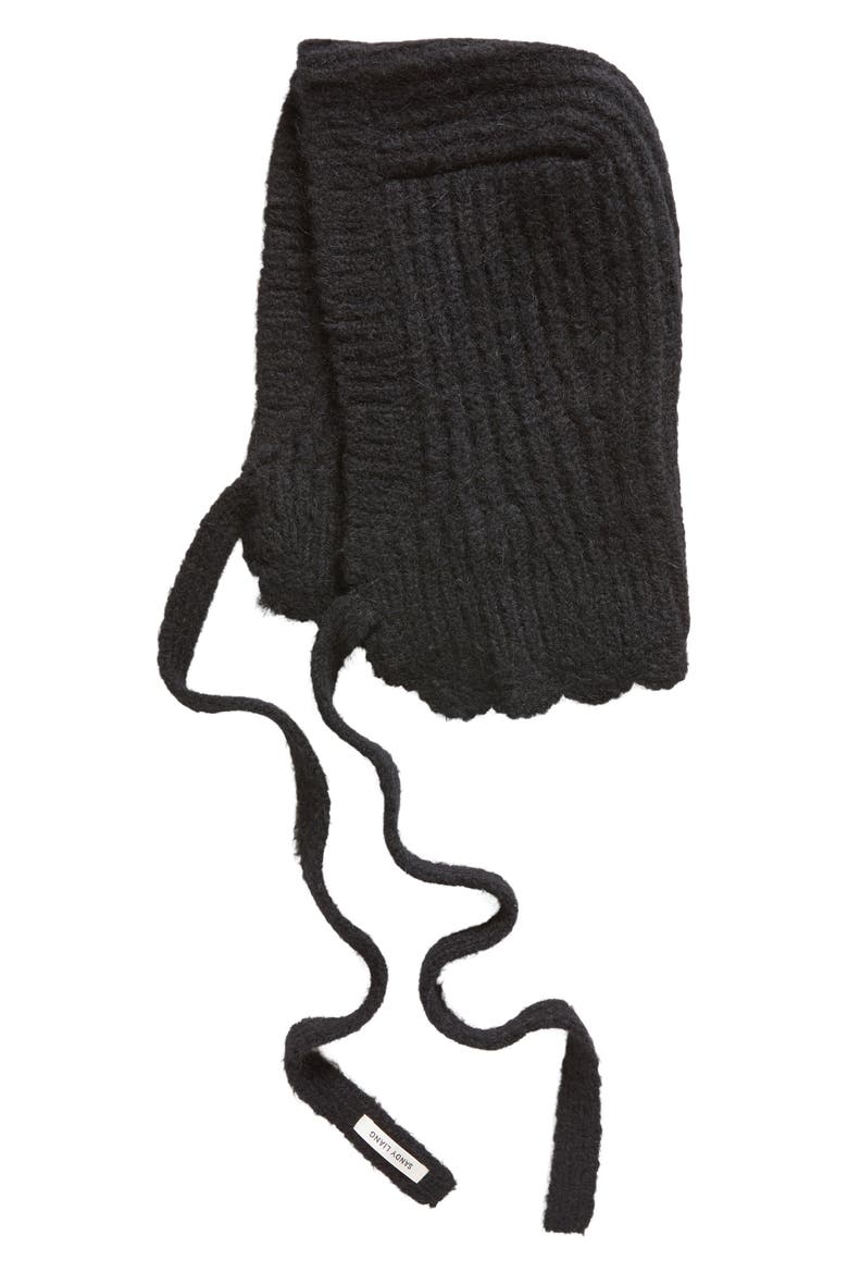 Bonnet Rib Wool & Alpaca Blend Balaclava, Main, color, BLACK