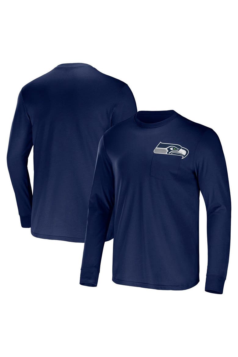 Men's NFL x Darius Rucker Collection by Fanatics College Navy Seattle Seahawks Team Long Sleeve Pocket T-Shirt, Main, color, Navy